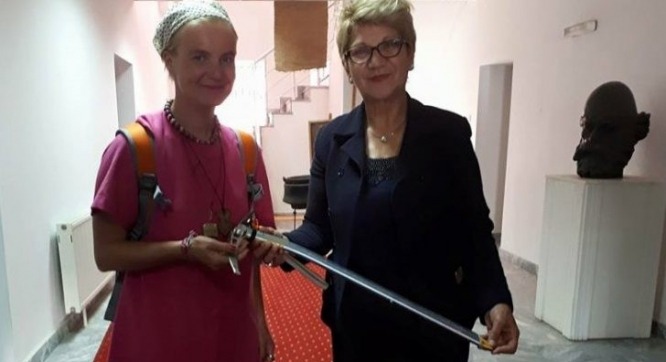 Donating my ice axe to the Gjilan Museum